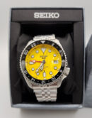 Seiko 5 Sport SKX GMT US Special Creation Automatic Yellow Dial Silver Steel Strap Watch for Men - SSK017K1